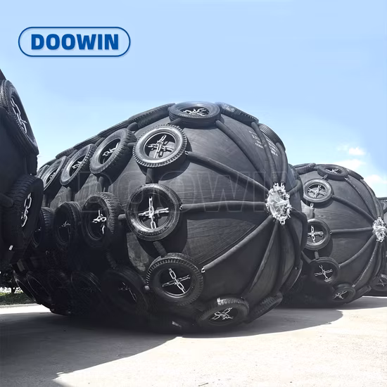 Pára-choque de borracha pneumático flutuante com corrente e rede de pneus